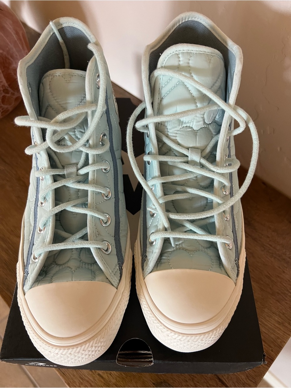 Converse Quilted High Top Sneakers — Light Mint Blue - Picture 4 of 6